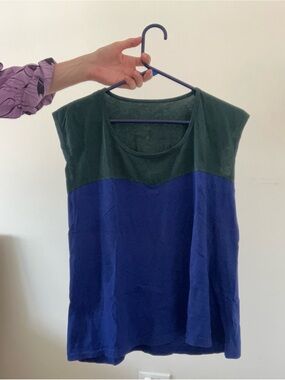 American Apparel Forest Green and Navy Colorblock Tank